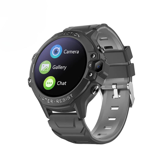 Montre GPS enfant KGG 4G noir avec écran rond, localisation en temps réel, appel vidéo et étanchéité
